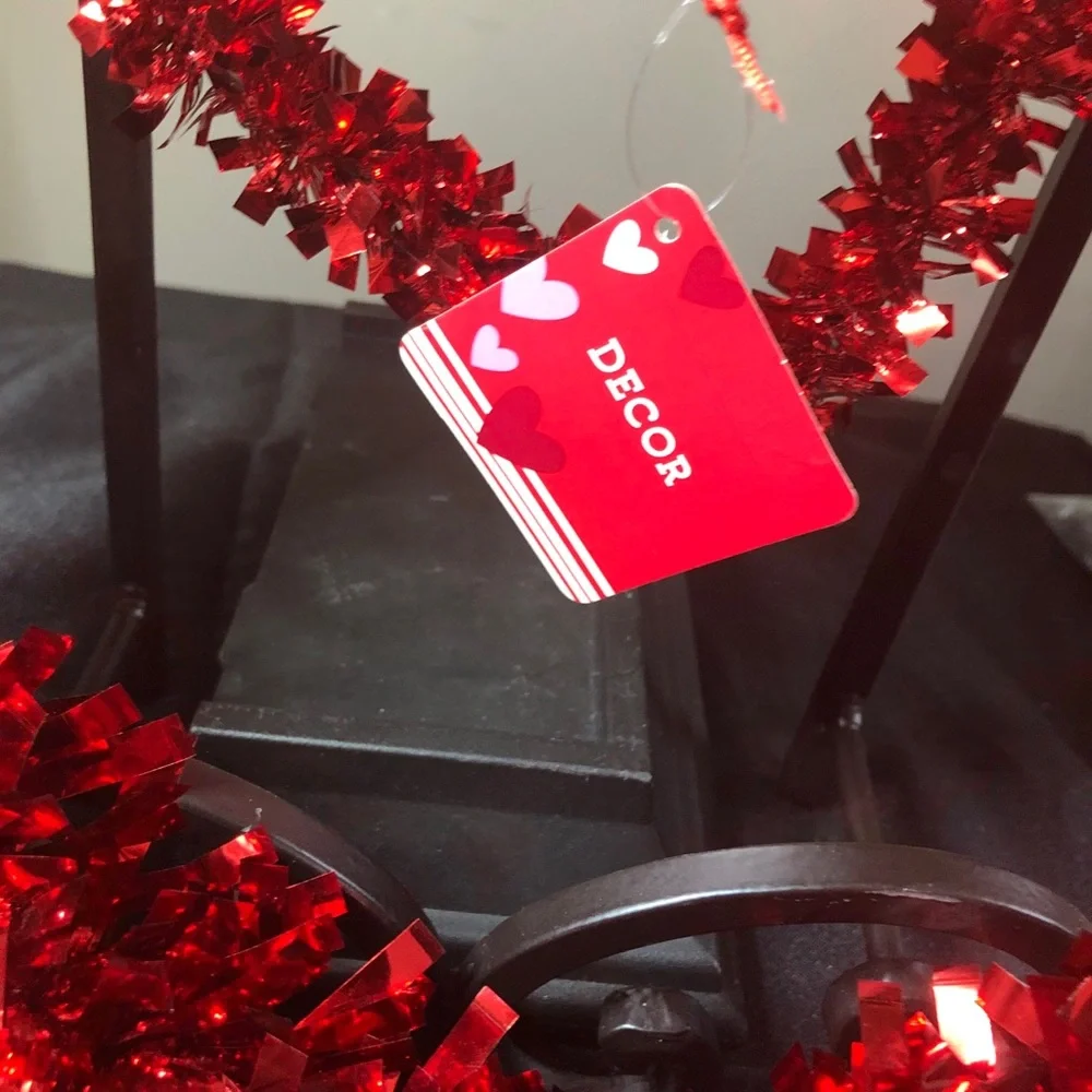 Double Red Heart Tinsel Wreath